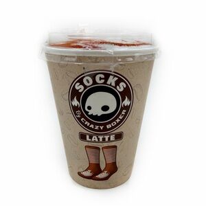 Crazy Boxer Latte Crew Socks Mens Womens Fun Gift Novelty Coffee Cup Brown White